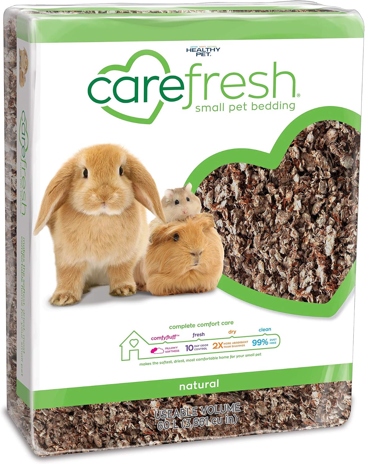Carefresh Natural Paper Small Pet Bedding – 2X Absorbent, 99% Dust-Free, Odor Control for Hamsters, Rabbits & Guinea Pigs