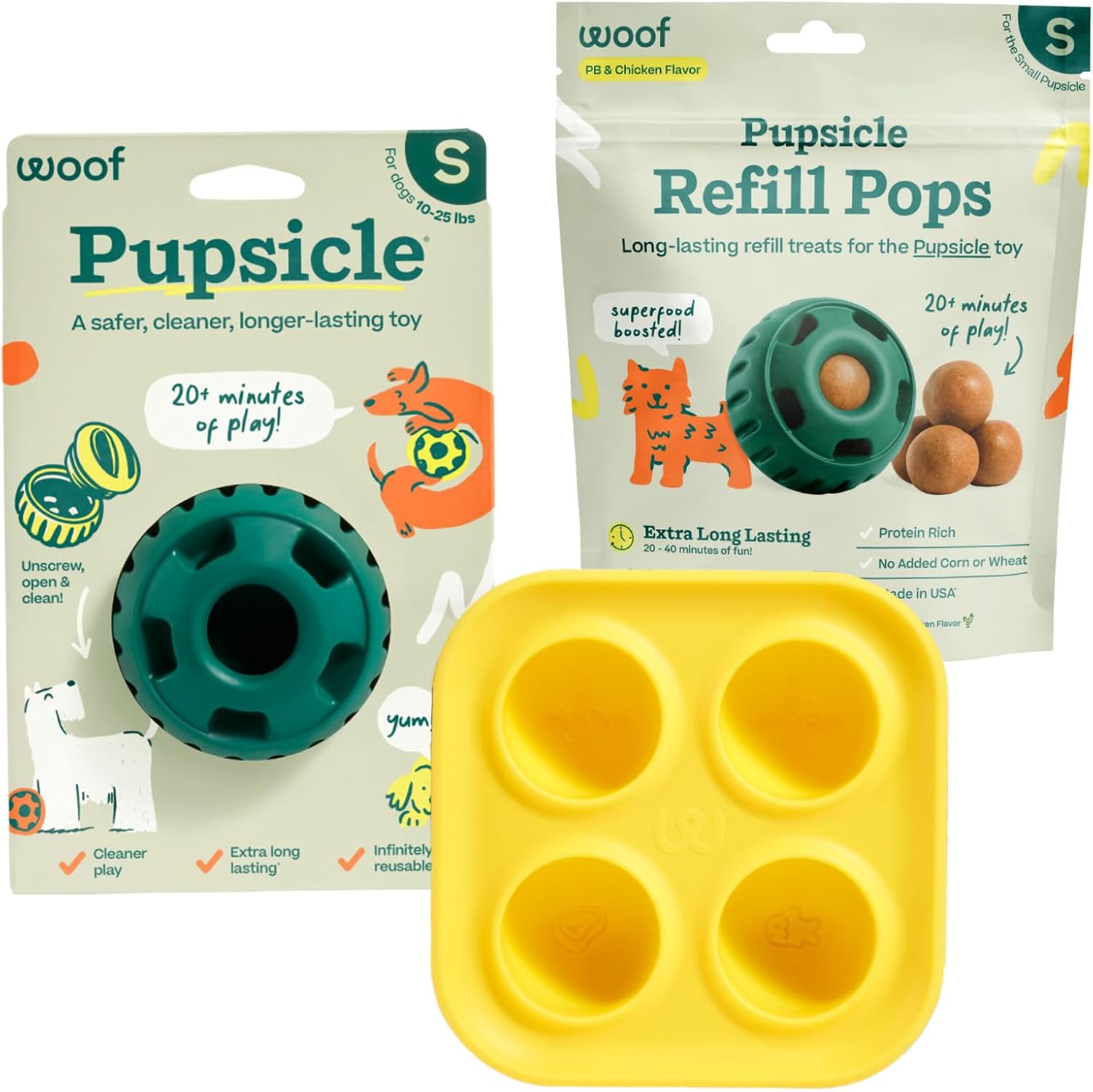 WOOF Pupsicle Starter Pack – Dog Treat Toy & Enrichment Kit for Small Dogs 10-25 lbs
