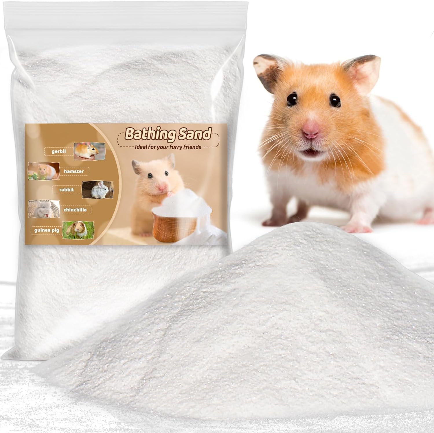 Sukh Fine Silica Sand Bath for Hamsters, Gerbils, Guinea Pigs & Chinchillas – 14 oz